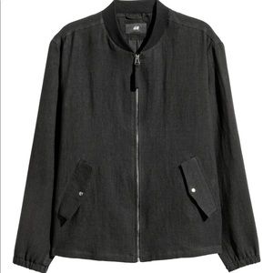 H&M PREMIUM QUALITY Linen Bomber Mens Jacket Black